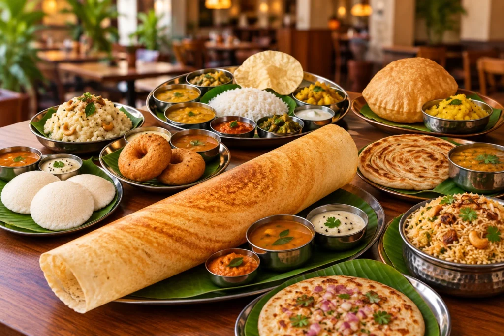 South Indian vegetarian dishes at a south indian restaurant wembley